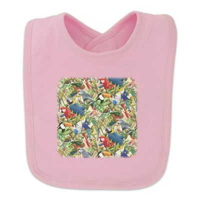 Tropical Birds Parrot Macaw Toucan Pattern Baby Bib