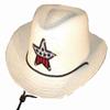 2 PIECES White Color Kids Straw Western Cowboy/Cowgirl Hat with Americian Flag Star Emblem Patch -Childrens Size view 1