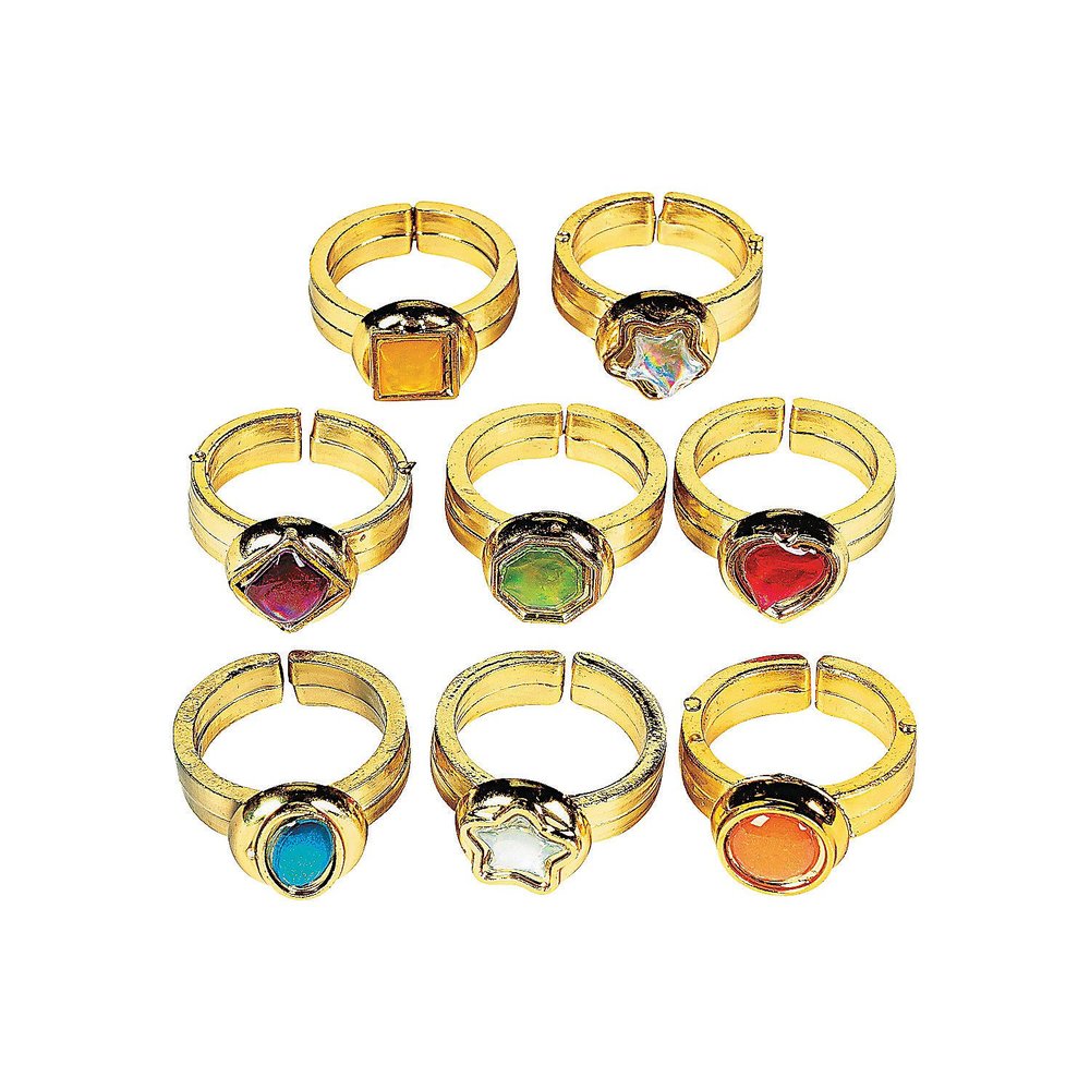 Plastic Gem Rings Play Jewelry - Bulk set of 144 - Costume Props