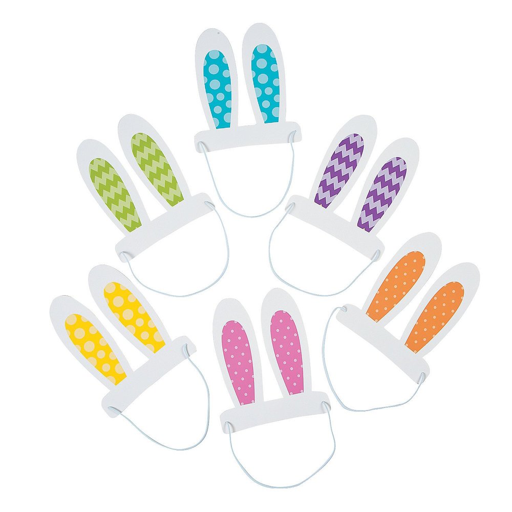 Fun Express Paper Easter Bunny Ears for Easter (1 Dozen) Apparel Accessories, Easter Holiday Favors - Assorted Pastel Colors