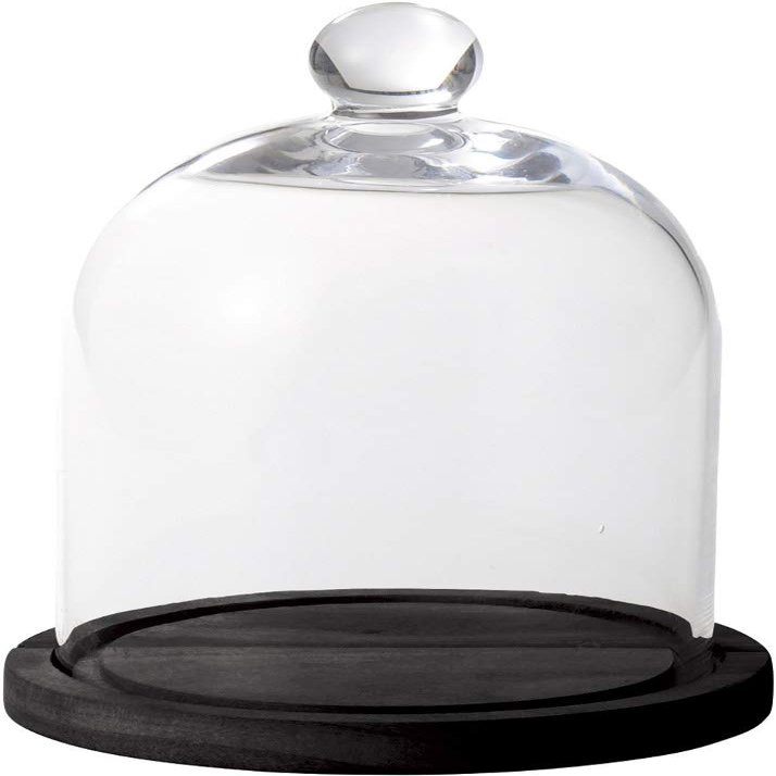 Paseo EX-45-21BK Wood Glass Dome, Black, 6.3 x 6.3 x 8.3 inches (16 x 16 x 21 cm)
