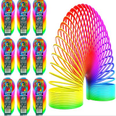 JA-RU Big Rainbow Spring Toys for Kids (9 Pack) Classic Plastic Coil Spring Toy | Stress Relief Fidget Toys, Bulk Party Favors, Classroom Prizes & Easter Basket Stuffers. 1702-9s