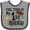 inktastic Yes, This Is My 1st Rodeo- Cowboy Hat with Red Band, Lasso Baby Bib Heather and Black 35614 view 1