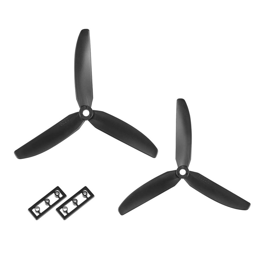 uxcell RC Propellers 5030 5x3 Inch 3-Vane Multi-Rotor for Aircraft, Nylon Black 1 Pair with Adapter Rings
