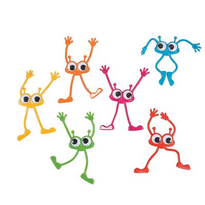 Fun Express Google Eye Bendable Character Toys Set - Fun Flexible Bendable Figures Creative Play Party Favors and Educational Activities - Perfect for Kids Classrooms and Craft Projects - 12 Pieces