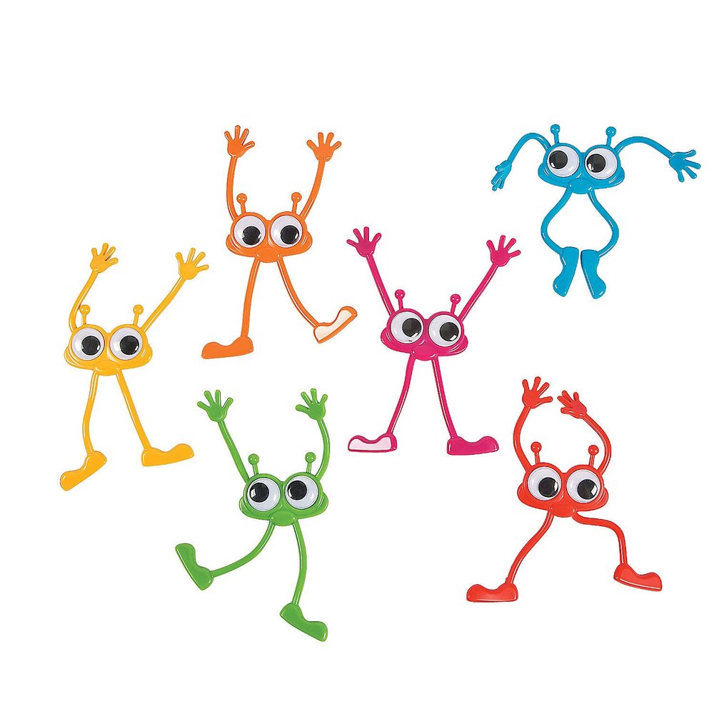 Fun Express Google Eye Bendable Character Toys Set - Fun Flexible Bendable Figures Creative Play Party Favors and Educational Activities - Perfect for Kids Classrooms and Craft Projects - 12 Pieces