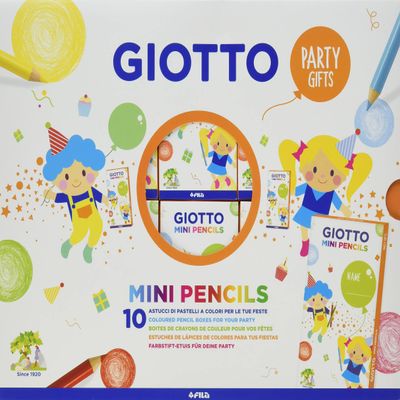 GIOTTO Kids 10 x Party Gift Sets with 6 Mini Colouring Pencils, Assorted Colours, Super Washable, Ideal for Children's Party Bags