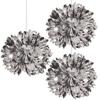 Fun Express - Metallic Silver Fluff Balls 16" for Wedding - Party Decor - Hanging Decor - Lanterns - Wedding - 3 Pieces view 1