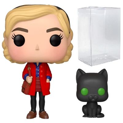 Funko POP The Chilling Adventures of Sabrina - Sabrina Spellman with Salem Pop! Vinyl Figure (Bundled with Compatible Box Protector Case), Multicolored, 3.75 inches