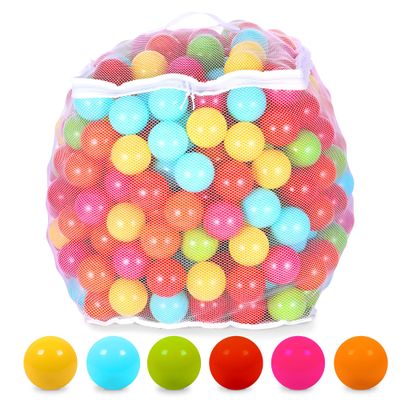 BalanceFrom Play Pit Balls Toy Set for Kids with Mesh Bag, Rainbow or Pastel Colors Crush-Proof Plastic for Ball Pits, Playhouses, Bounce Houses, Pools, Tents, and Birthday Parties
