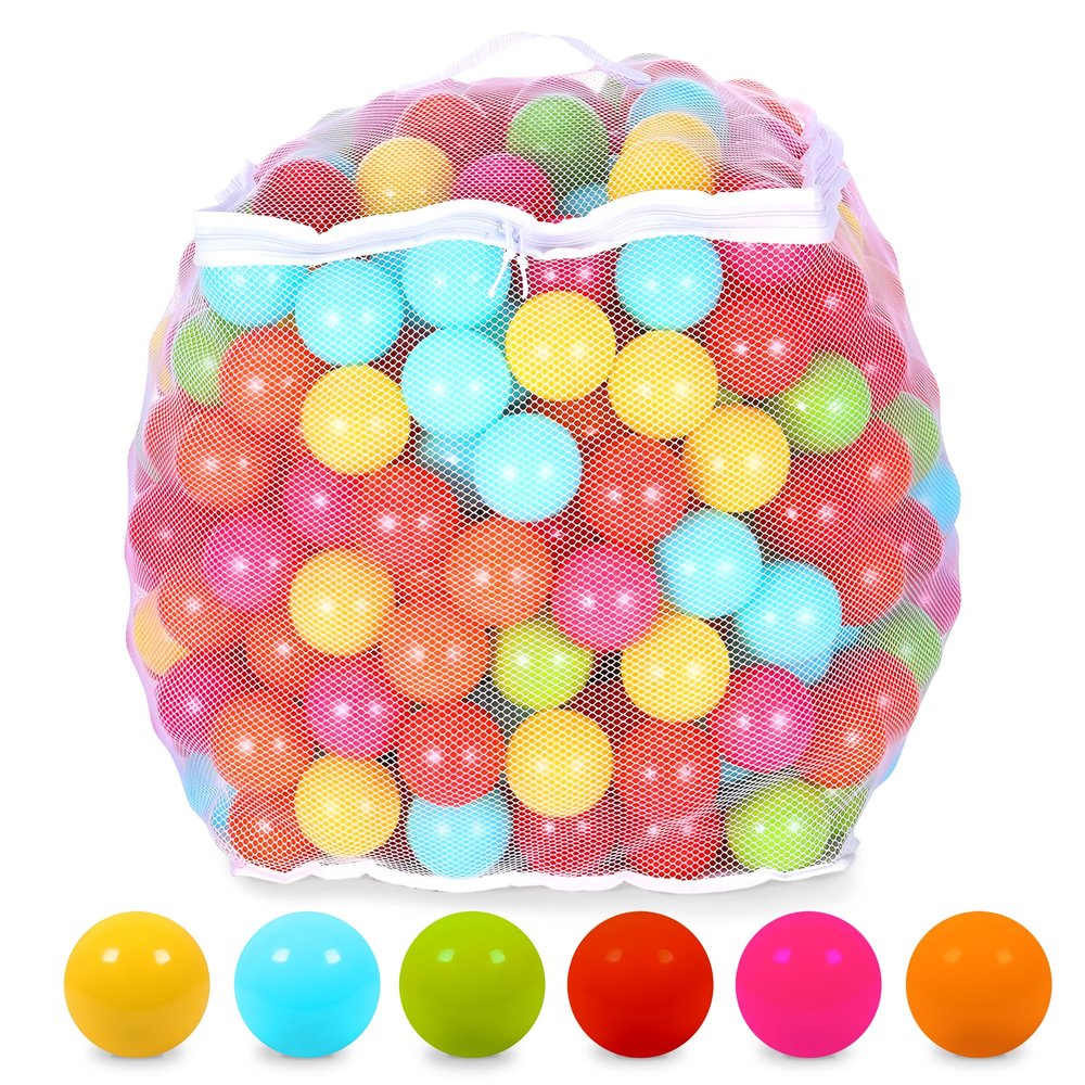 BalanceFrom Play Pit Balls Toy Set for Kids with Mesh Bag, Rainbow or Pastel Colors Crush-Proof Plastic for Ball Pits, Playhouses, Bounce Houses, Pools, Tents, and Birthday Parties