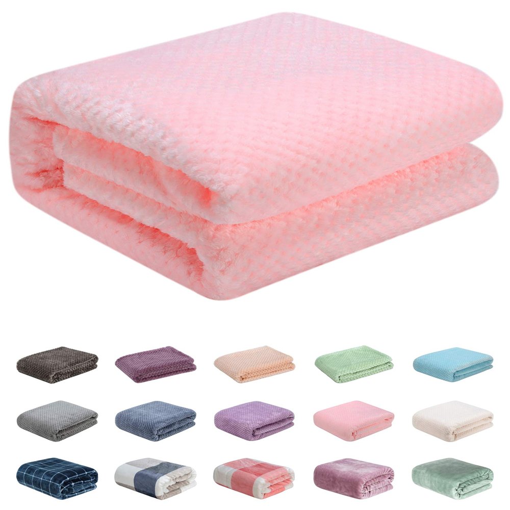 Fuzzy Throw Blanket, Plush Fleece Blankets for Adults, Toddler, Boys and Girls, Warm Soft Blankets and Throws for Bed, Couch, Sofa, Travel and Outdoor, Camping (Throw(50"x70"), L-Baby Pink)