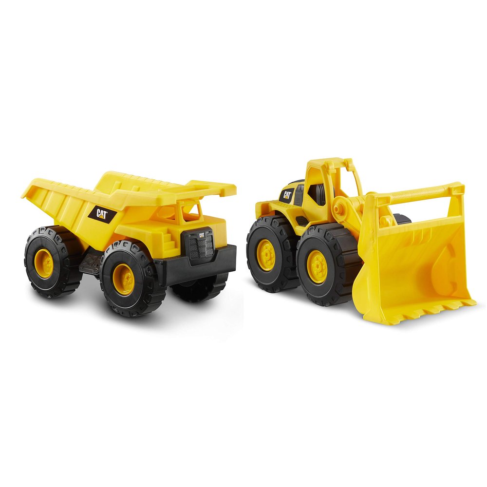 CAT Construction Toys, 2 Pack 10" Construction Fleet Toy Trucks with Articulated Parts, Fun and Durable for Indoor/Outdoor Use, Ages 2+