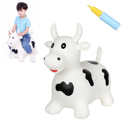 INPANY Inflatable Cow Farm Animal Hopper Toys for 1 2 Year Old Boy Gifts, Ride on Toddler Hopping Bull Toys, Outdoor Bouncy Jumping Horse for Kids/Children/Girls Birthday (Pump Included)