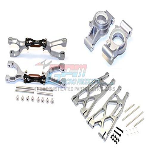 GPM For Traxxas X Maxx 4X4 Upgrade Parts Aluminum Rear Upper + Lower Arms + Knuckle Arms Set - 40Pc Set Gray Silver