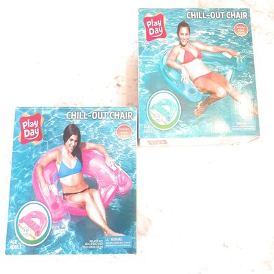 Play Day Chill-Out Chair Inflatable Pool Lounger 2 Pack Colors Vary