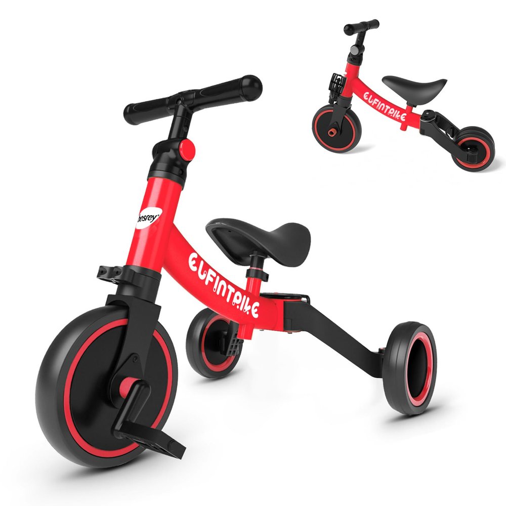 besrey 5 in 1 Toddler Bike for 1 to 4 Years Old Kids, Toddler Tricycle Kids Trikes Tricycle, Toys for Boy & Girl, Balance Training, Removable Pedals