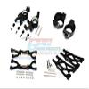 GPM For Traxxas X Maxx 4X4 Upgrade Parts Aluminum Front Upper + Lower Arms + C Hubs + Knuckle Arms Set - 52Pc Set Black view 1
