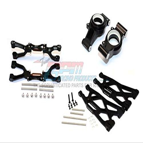 GPM For Traxxas X Maxx 4X4 Upgrade Parts Aluminum Rear Upper + Lower Arms + Knuckle Arms Set - 40Pc Set Black