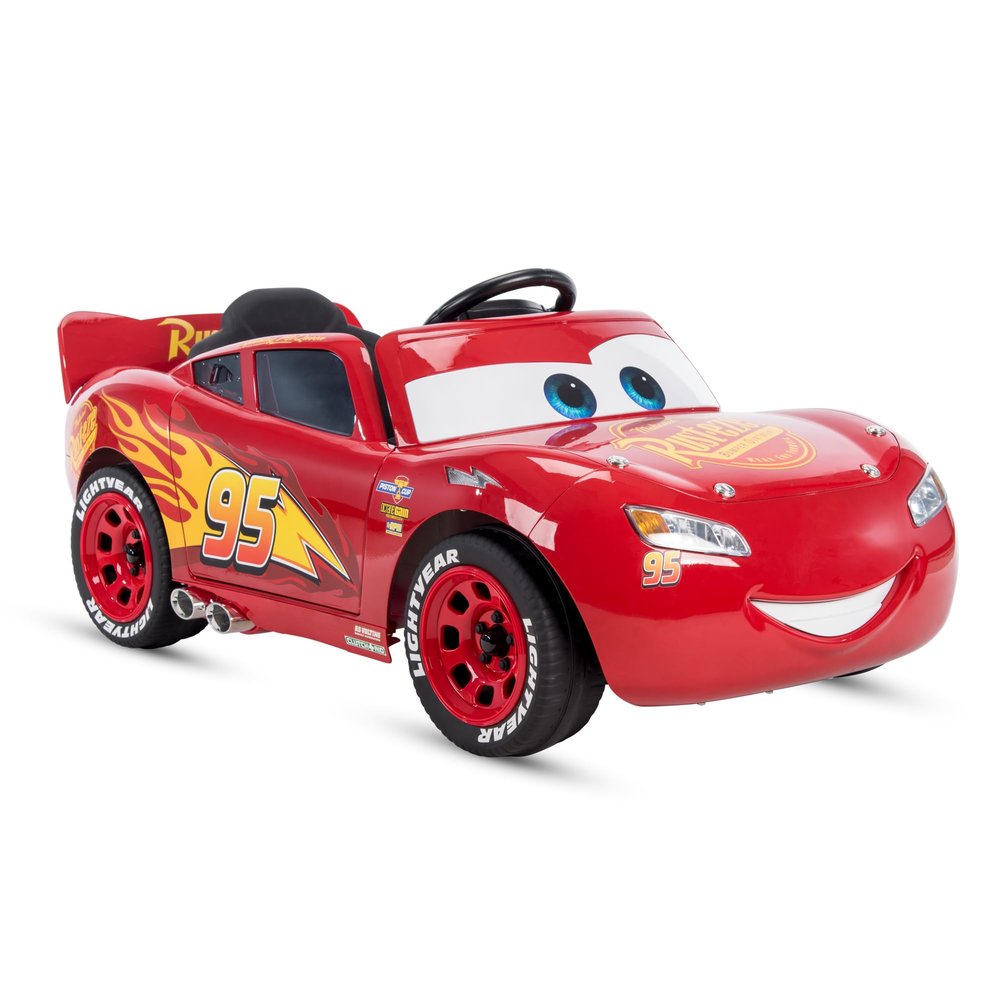 Huffy Lightning McQueen 6V Ride-On Toy Car with Headlights & Engine Sounds, Foot Pedal Drive, Up to 2.5 MPH, Ages 37