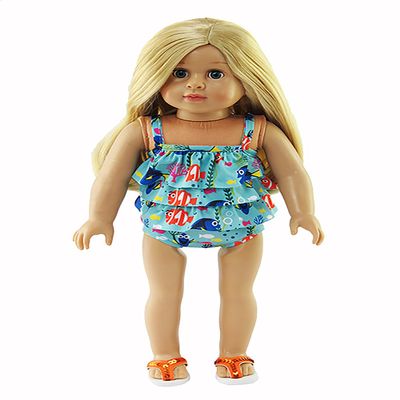 American Fashion World Fish Friends Swimsuit for 18-Inch Dolls | Premium Quality & Trendy Design | Dolls Clothes | Outfit Fashions for Dolls for Popular Brands