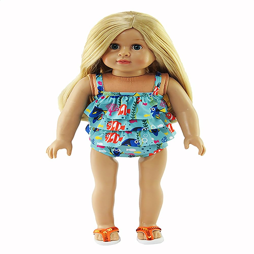 American Fashion World Fish Friends Swimsuit for 18-Inch Dolls | Premium Quality & Trendy Design | Dolls Clothes | Outfit Fashions for Dolls for Popular Brands