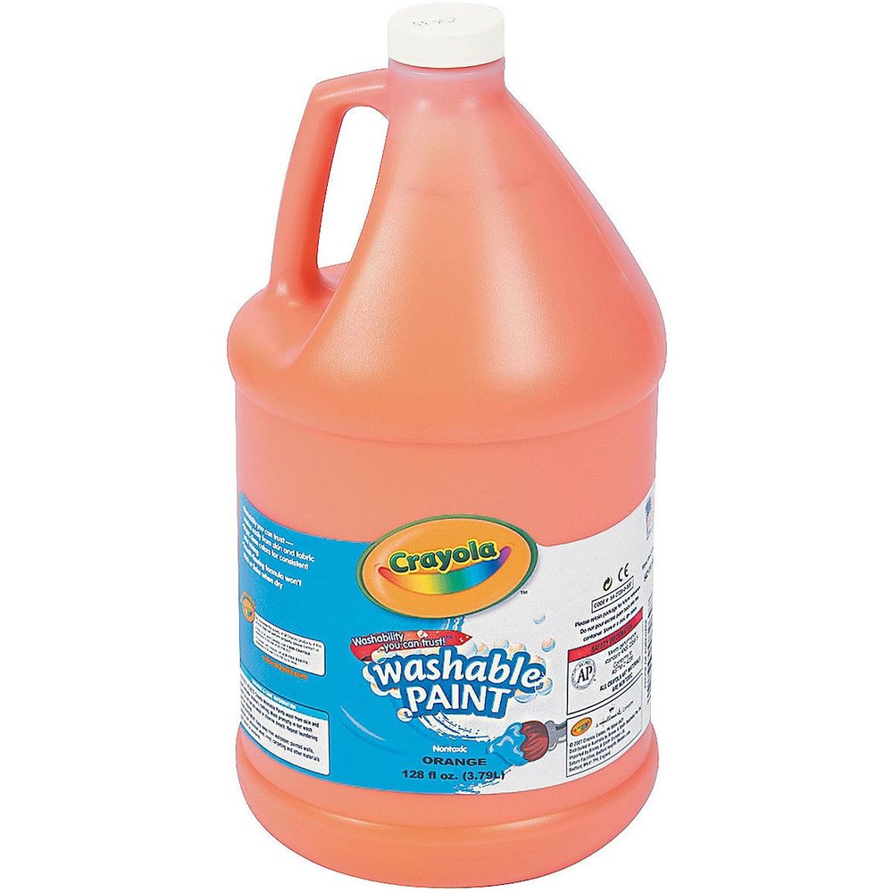 Crayola Washable Paint, Orange 1 Gallon Non-Toxic School Paint for Kids Art, Classroom Projects & Crafts