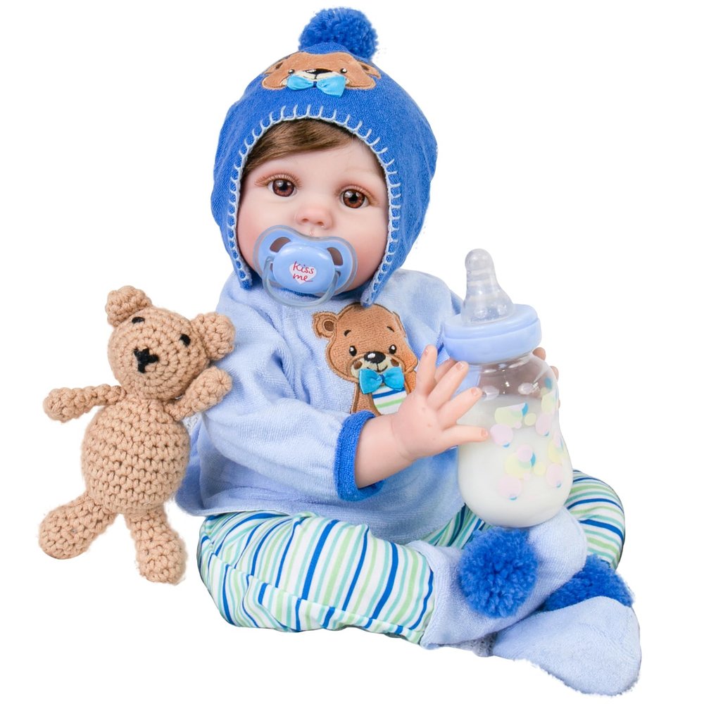 Aori Reborn Baby Boy Doll - 22 Inch Realistic Lifelike Weighted Newborn Boy with Ultra Soft Body, Pacifier, Outfit | Handmade Soft Vinyl Baby Doll for Kids 3+, Toddlers, Collectors