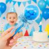12 Pieces Fillable Baby Rattle Party Favors, Blue with Decorative Bear & Ribbon view 3