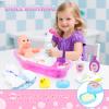 deAO Baby Doll Set,13 Inch Bath Time Baby Doll Playset with Working Shower Spray and Accessories for Kids,Baby Doll and Accessories with Bath Set, Great Pretend Play Toys for Girls view 3