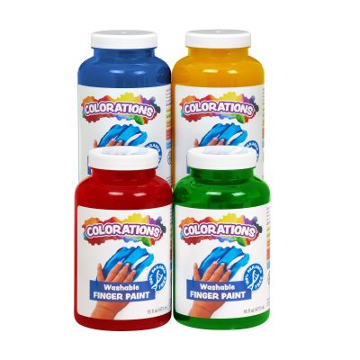 Colorations Washable Finger Paint for Kids, Each 16 fl oz, 4 Colors, Non-Toxic Paint, Kids Finger Paint,Sensory Finger Paint, Kids Paint, Hand Painting, Kids Fingerpaint, Finger Paint for Toddlers