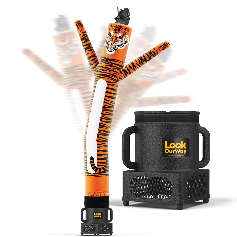 LookOurWay Air Dancers Wacky Waving Inflatable Tube Man - 7ft Tall Inflatable Dancing Man with Weather-Resitant Blower for Business Advertising - Mascot Character Animal Themed - Tiger