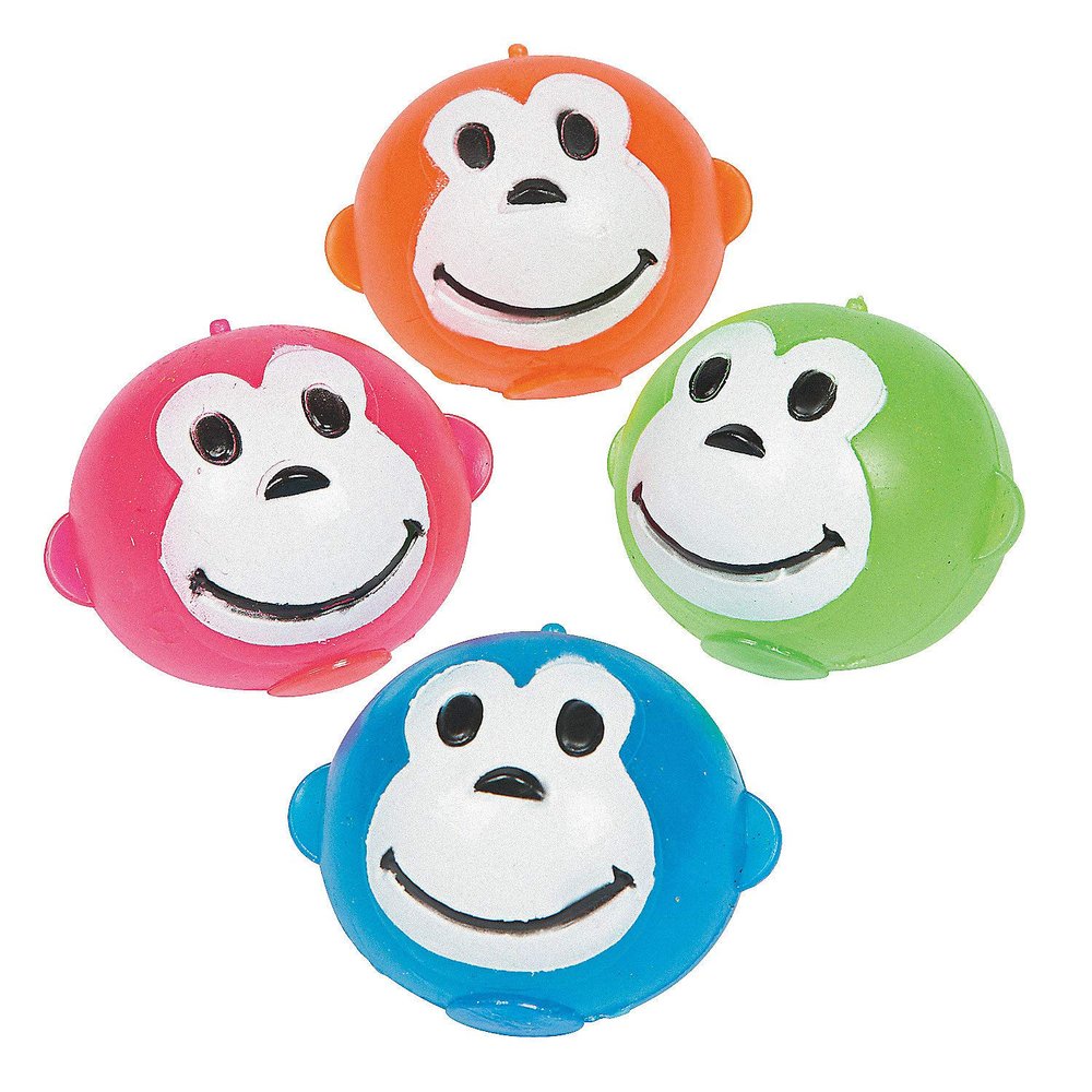 Fun Express - Neon Monkey Splat Ball - Value Toys - Sticky & Stretch Toys - 12 Pieces