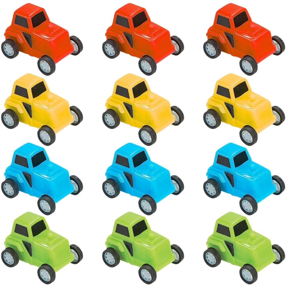 Fun Express - Pullback Tractors for Birthday - Toys - Vehicles - Cars & Boats & Racers - Birthday - 12 Pieces