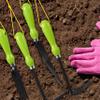 Relaxdays 4-Piece Tool Set, Trowel, Hand Rake, Double-Sided Weeder, Fork, Gardening Kit, Iron, Green view 3