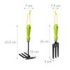Relaxdays 4-Piece Tool Set, Trowel, Hand Rake, Double-Sided Weeder, Fork, Gardening Kit, Iron, Green view 4