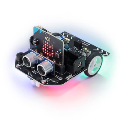 FREENOVE Micro:Rover Kit for BBC Micro:bit (V2 Included), Obstacle Avoidance, Light-tracing, Line-Tracking, Remote Control, Playing Melody, Colorful Lights, Example Projects, Blocks and Python Code