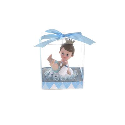 MEGA FAVORS Keepsake Figurine 12 pcs Baby Boy wearing Crown with Bottle | Awesome Decorations or Party Favors | for Pregnancy Announcements, Gender Reveals, Birthday and Special Celebrations