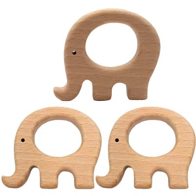 10pcs Natural Wooden Elephant Montessori Toy Pendant Pure Natural Beech Wood Animal Shape Toys for Handmade Necklace/Bracelet (Fat Elephant 10pcs)