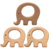 10pcs Natural Wooden Elephant Montessori Toy Pendant Pure Natural Beech Wood Animal Shape Toys for Handmade Necklace/Bracelet (Fat Elephant 10pcs) view 1