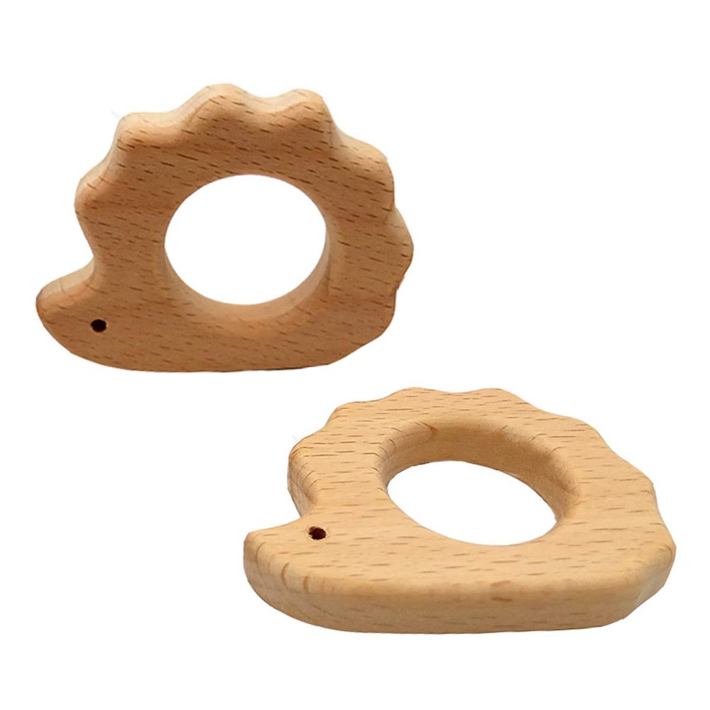 2pcs Natural Wooden Hedgehog Montessori Toy Pendant Pure Natural Beech Wood Animal Shape for Handmade Home Decoration Craft Accessory (Hedgehog 2pcs)