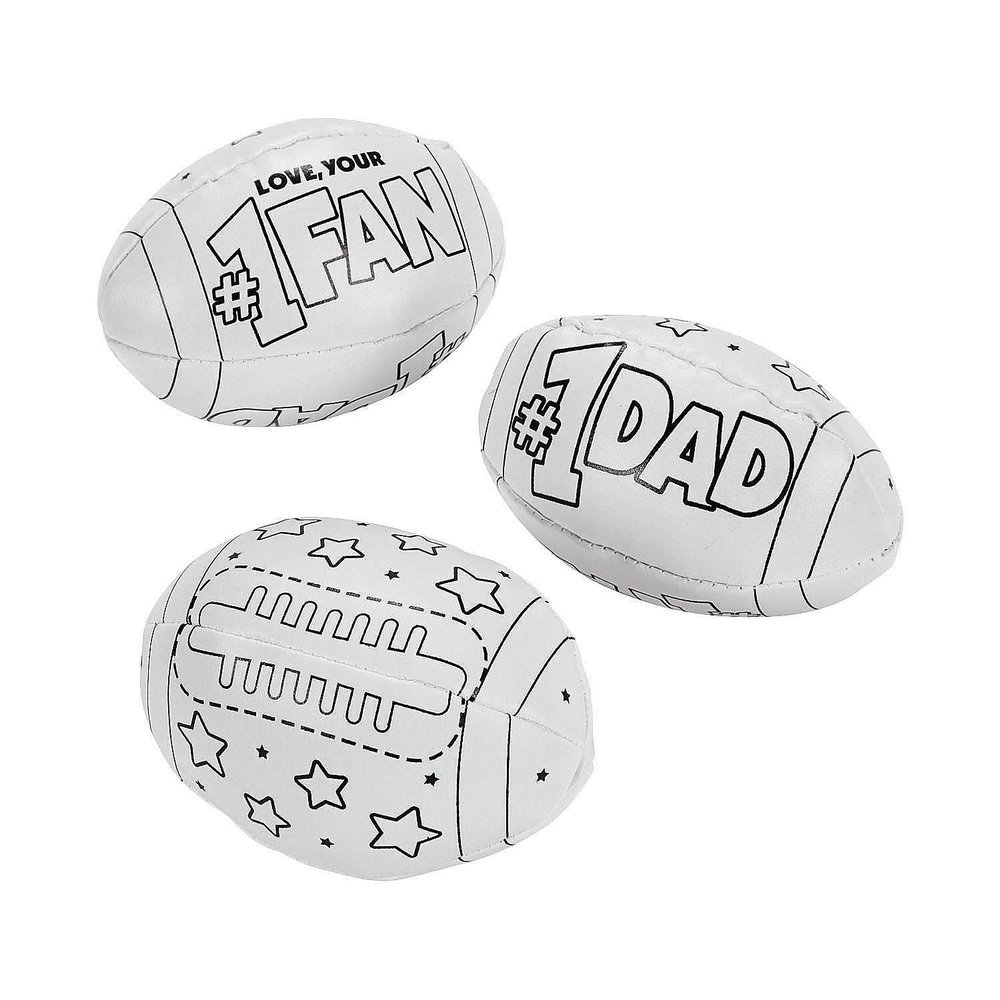 Fun Express Color Your Own Father's Day Footballs - Set of 12 - DIY Craft Gifts for Kids