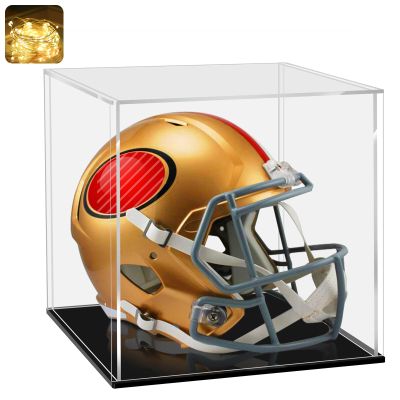 LANSCOERY Acrylic Display Case, Assemble Showcase Display Box for Collectibles, with Dustproof & Seamless Display Design, Suitable for Basketball 14x14x14inch Black Base