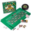 Brybelly Casino Night 4-in-1 Complete Game Set with Felts, Wheel, 100 Chips, Dice & Cards for Blackjack, Craps, Roulette & Texas Hold'em - Green Felt Double Sided Casino Tabletop Gaming Mat view 1