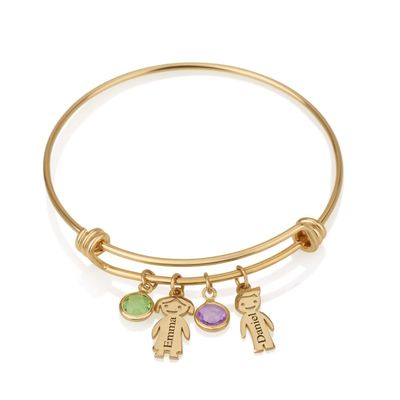 Beleco Jewelry Personalized Children Name Bracelet For Mom With Names And Birthstones Kids Charm Customize Bangle