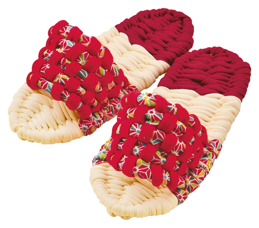 Takagi Fiber Panami Handicraft Kit Cloth Seal Slipper Cream x Red YW-51