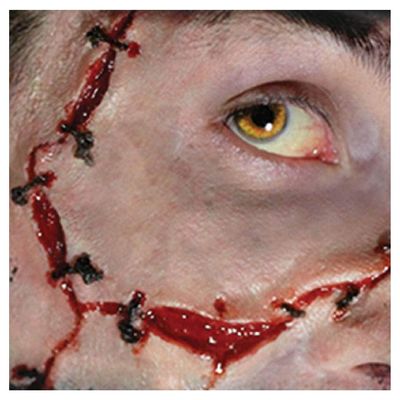Fancy Me Adults 3D Realistic Stitches Special FX Gore Bloody Wounds Bites Scars Halloween Make Up Latex Free Prosthetic Transfers (Stitches)