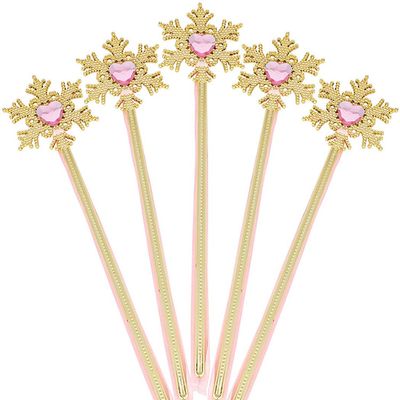 Tvoip 5Pcs Princess Wand Cute Snowflake Magic Wand Costume Wand Magic Wand for Girls Halloween Day Party 13 Inches Gold