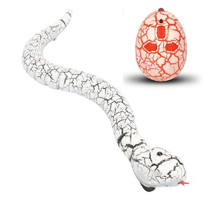 Liberty Imports 16 Inch Remote Control Rattle Snake Toy, Realistic Reptile Robot with Egg Shaped Infrared Receiver, RC Snake Prank Toy Ideal Gift for Kids or for Adults (White)