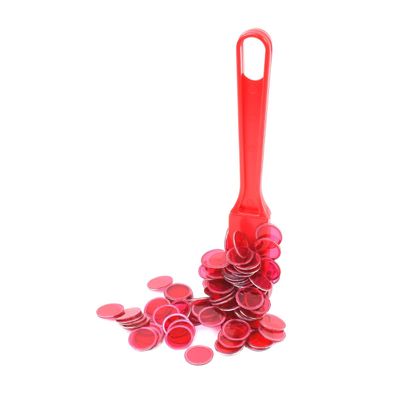 TG,LLC Treasure Gurus 100 Clear Red 3/4" Plastic Bingo Chip Magnetic Wand Set Hard Card Markers